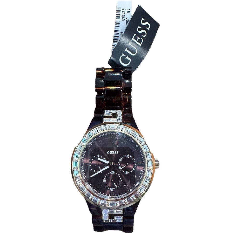New Authentic Guess Multi function Tortoiseshell Ladies Watch , with TAG